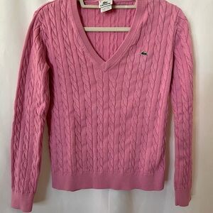 Lacoste Pink V-Neck Sweater - rare VINTAGE